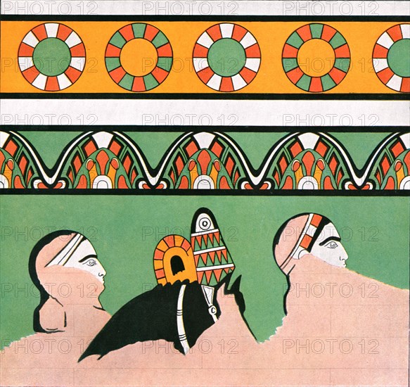 Mural painting from the palace of Dur-Sharrukin, Assyria, (1928). Creator: Unknown.