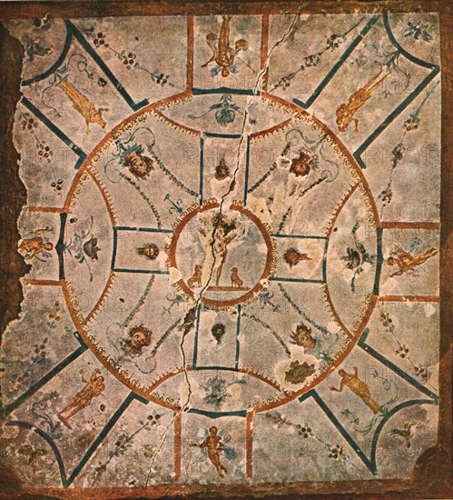 Ceiling in the Chamber of the Hypogeum of Lucina...Rome, Italy, (1928). Creator: Unknown.