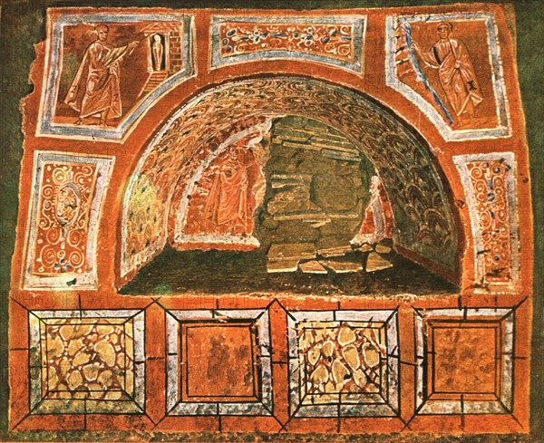 Arcosolium in the Catacomb of Domitilla on the Via Ardeatina, Rome, Italy, (1928). Creator: Unknown.