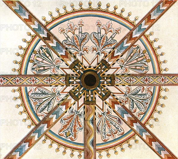Painted decoration in the Cathedral, Limburg an der Lahn, Germany, (1928).  Creator: Unknown.