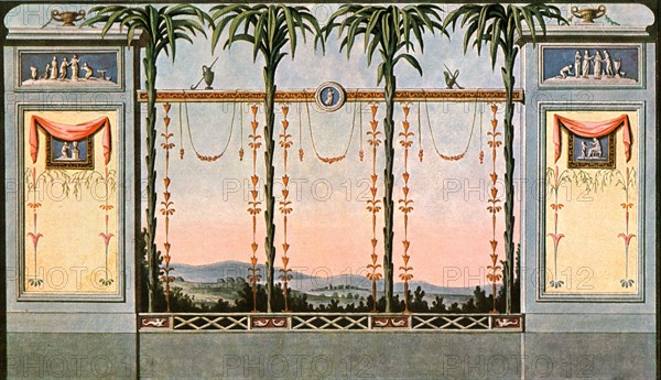 'Mural decoration of a gallery-hall abutting on a garden', Leipzig, Germany, (1928). Creator: Unknown.