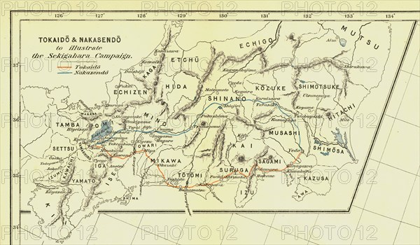 Tokaido & Nakasendo to illustrate the Sekigahara Campaign', 1903. Creator: Unknown.