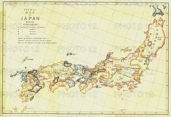 Feudal Map of Japan before Sekigahara', 1903. Creator: Unknown.