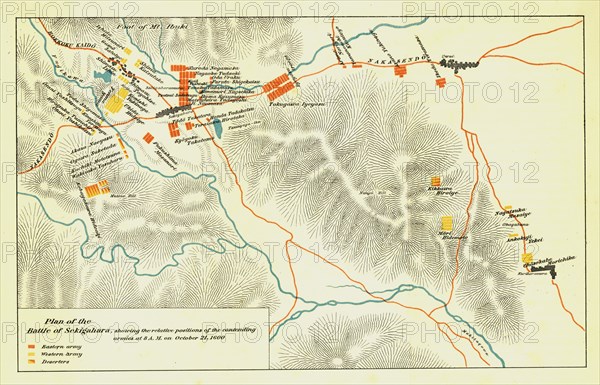 Plan of the Battle of Sekigahara, October 21st 1600', 1903. Creator: Unknown.