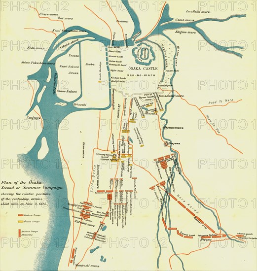 'Plan of the Osaka Second or Summer Campaign, 1615'. 1903. Creator: Unknown.