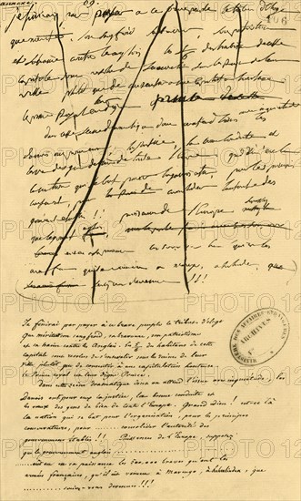 Rough draft of text for inclusion in "Le Moniteur Universel", 16 April 1801, (1921). Creator: Napoleon Bonaparte I.