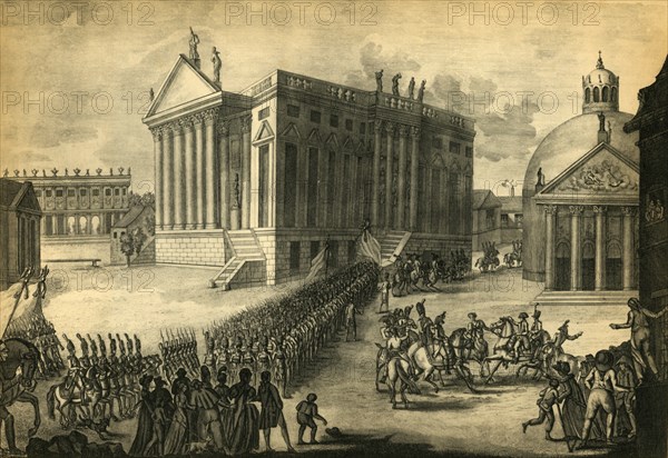 Triumphant entry of the French into the city of Berlin, 27 October 1806, (1921). Creator: Pierre Adrien Le Beau.