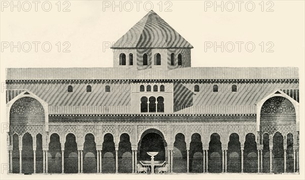 'Side Elevation of the Court of the Lions and Fountain', 19th century, (1907). Creator: Unknown.