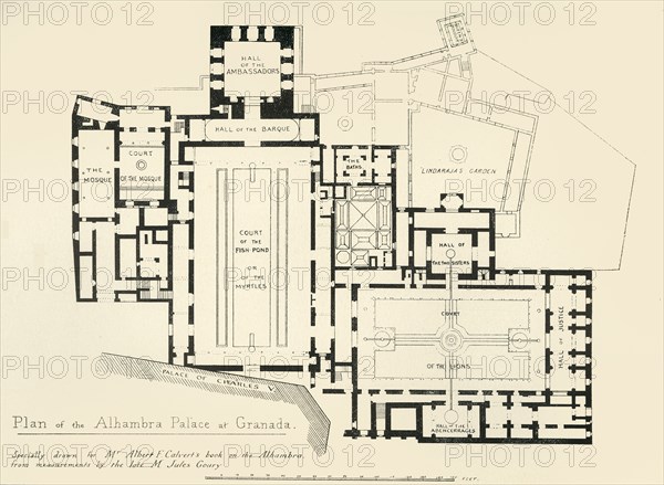 'Plan of the Alhambra Palace at Granada', 19th century, (1907). Creator: Unknown.