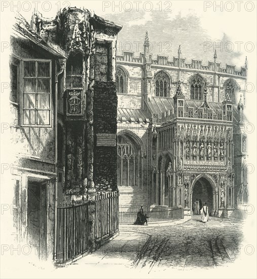 'The South Porch, Gloucester Cathedral', c1870.