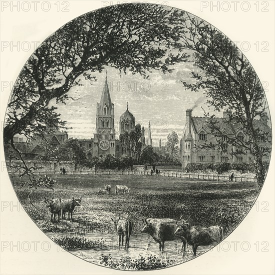 'Christ Church, from Merton Meadows', c1870.