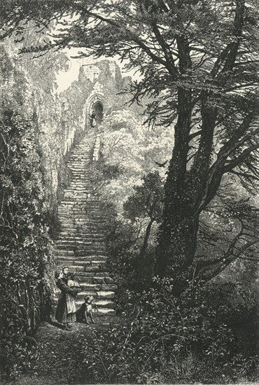'Staircase to Carisbrook Keep', c1870.