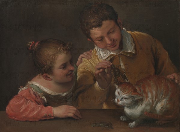 Two Children Teasing a Cat. Creator: Annibale Carracci.