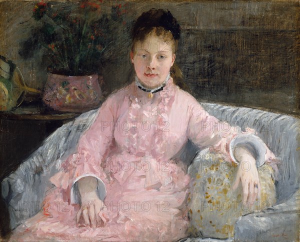 The Pink Dress (Albertie-Marguerite Carré, later Madame Ferdinand-Henri Himmes), ca. 1870. Creator: Berthe Morisot.