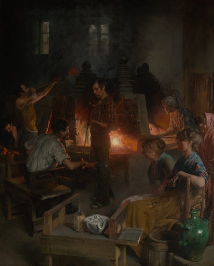 Glass Blowers of Murano, 1886. Creator: Charles Frederic Ulrich.