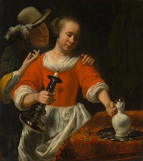 A Young Woman and a Cavalier, early 1660s. Creator: Cornelis Bisschop.