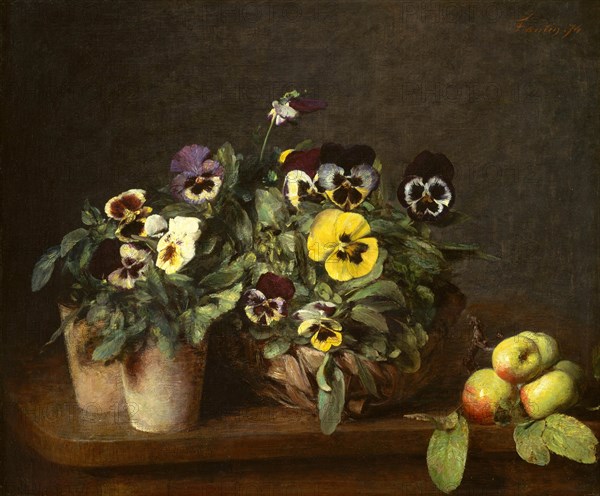 Still Life with Pansies, 1874. Creator: Henri Fantin-Latour.