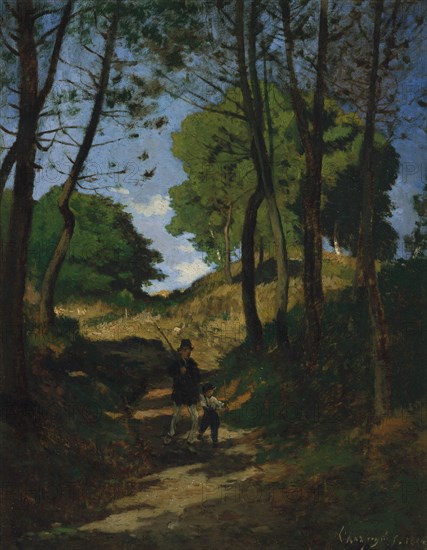 Fir Trees in Les Trembleaux, near Marlotte (Sapins aux Trembleaux à Marlotte), 1854. Creator: Henri-Joseph Harpignies.