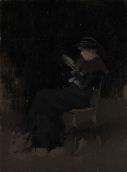 Arrangement in Black: Girl Reading, ca. 1880-90. Creator: James Abbott McNeill Whistler.