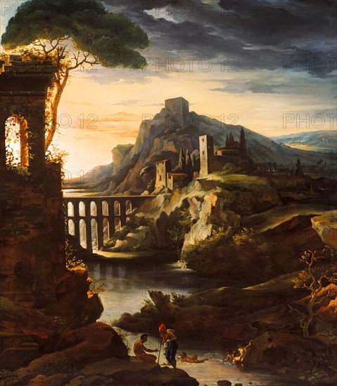 Evening: Landscape with an Aqueduct, 1818. Creator: Theodore Gericault.
