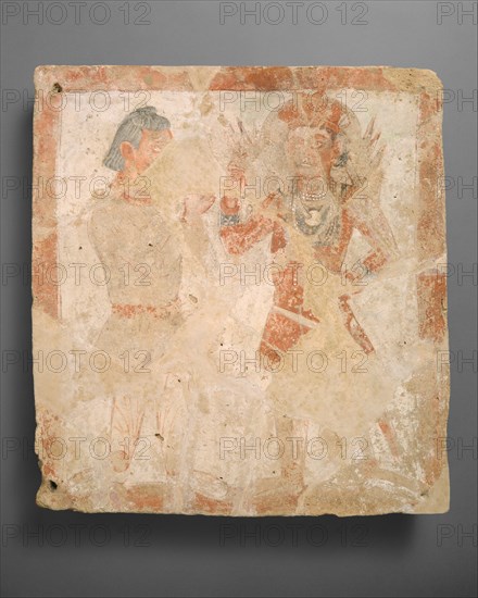 Panel with the god Pharro and worshiper, ca. 3rd century A.D.. Creator: Unknown.