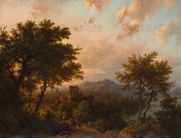 Sunset on the Rhine, 1853. Creator: Barend Cornelis Koekkoek.