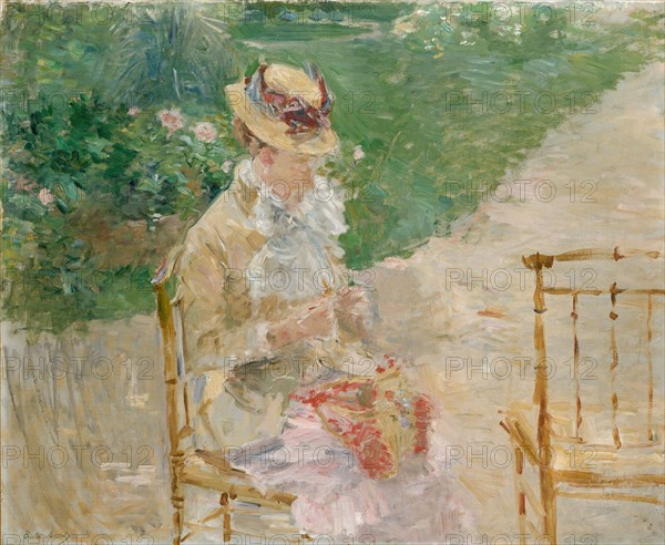 Young Woman Knitting, ca. 1883. Creator: Berthe Morisot.