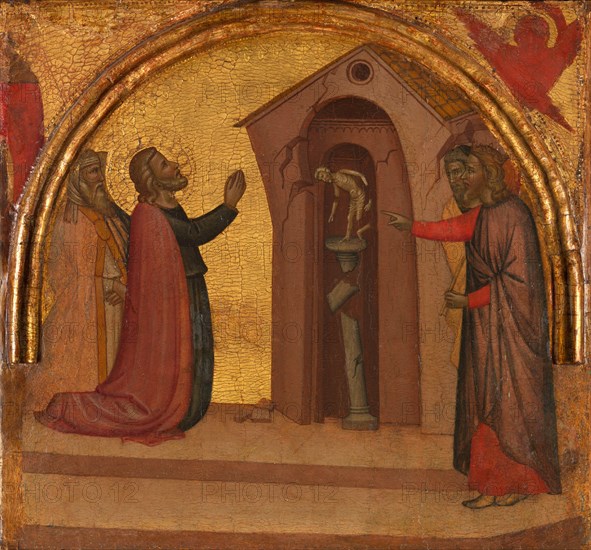 Saint John the Evangelist Causes a Pagan Temple to Collapse, ca. 1370. Creator: Francescuccio Ghissi.