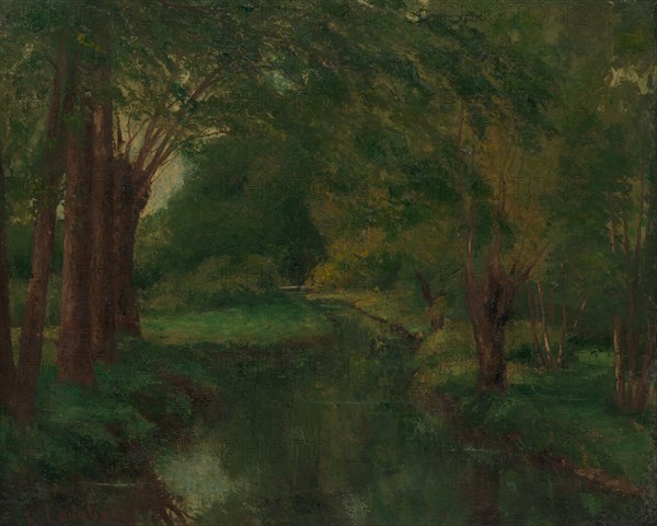 A Brook in a Clearing (possibly "Brook, Valley of Fontcouverte; Study"), probably 1862. Creator: Gustave Courbet.