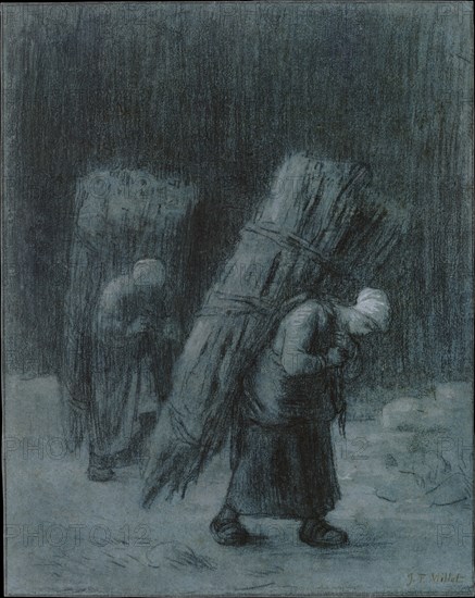 Women Carrying Faggots, ca. 1858. Creator: Jean Francois Millet.