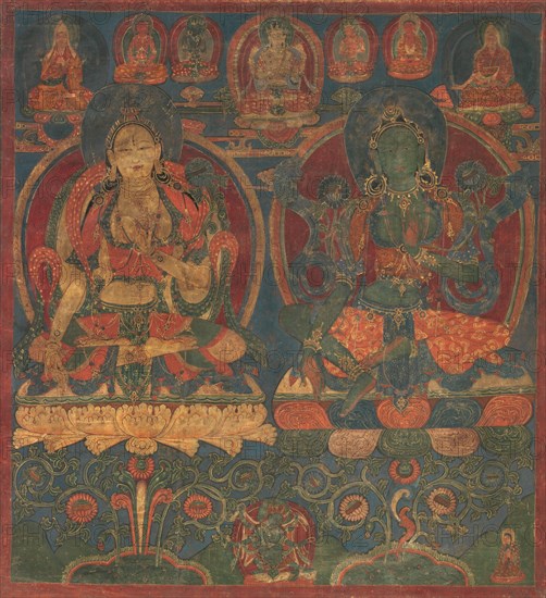 White Tara and Green Tara, 1450-1500. Creator: Unknown.