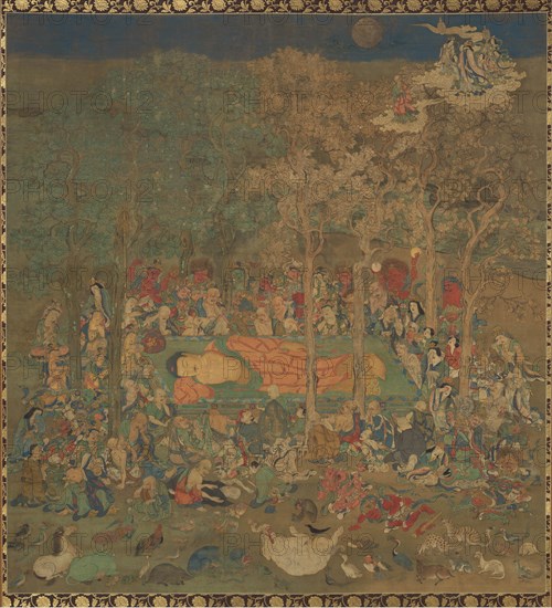 Death of the Historical Buddha (Nehan-zu), 14th century. Creator: Unknown.