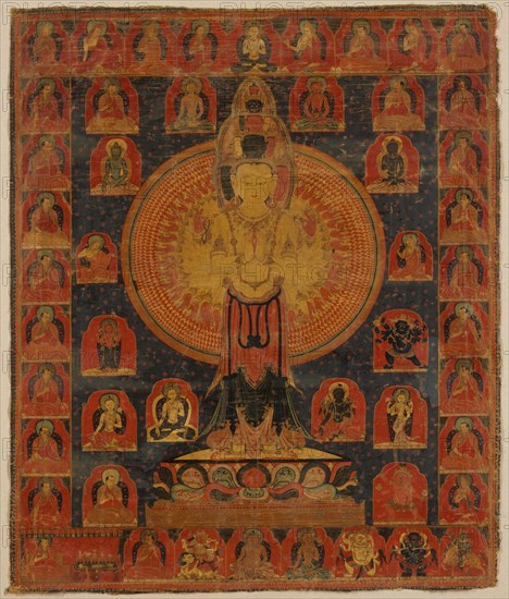Thousand-Armed Chenresi, a Cosmic Form of the Bodhisattva Avalokiteshvara, 14th century. Creator: Unknown.