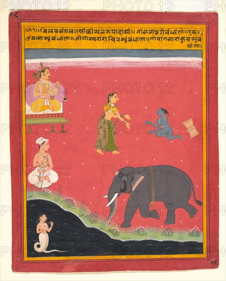 Krishna's Earthly Ties, Page from a Dispersed Bivamangalastava, 1695-1700. Creator: Unknown.