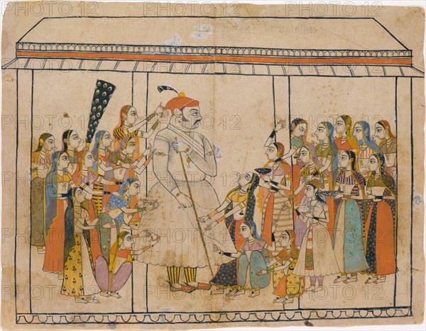 Maharaja Raj Singh Adored by His Ladies, ca. 1710-20. Creator: Unknown.