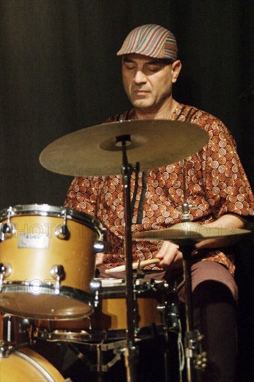 Elias Kacomandis, Carmen Souza's Silver Messengers, Verdict Jazz Club, Brighton East Sussex, 2019. Creator: Brian O'Connor.