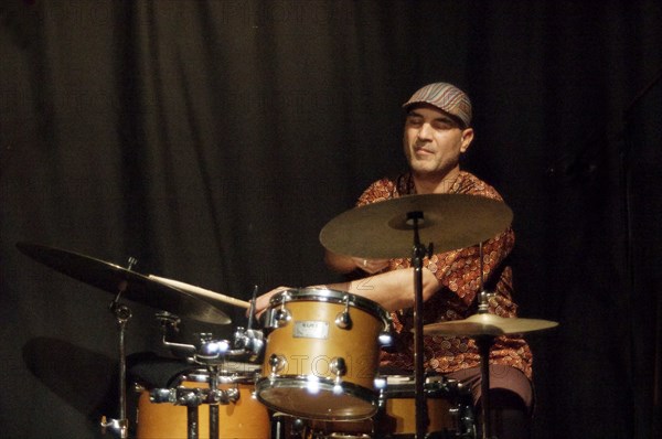 Elias Kacomandis, Carmen Souza's Silver Messengers, Verdict Jazz Club, Brighton East Sussex, 2019. Creator: Brian O'Connor.