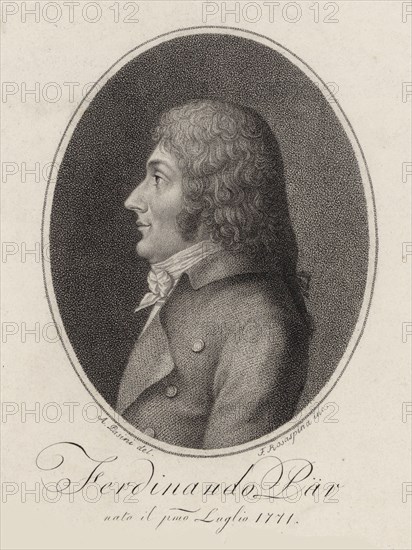 Portrait of the Composer Ferdinando Paer (1771-1839), 1810. Creator: Rosaspina, Francesco (1762-1841).