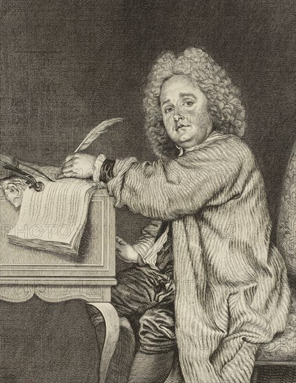 Portrait of the composer Jean-Féry Rebel (1666-1747), after 1718. Creator: Moyreau, Jean (1690-1762).