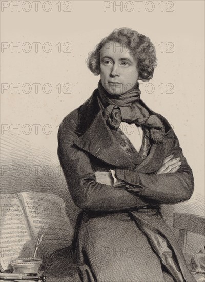 Portrait of the cellist and composer Adrien-François Servais (1807-1866) , 1838. Creator: Baugniet, Charles-Louis (1814-1886).
