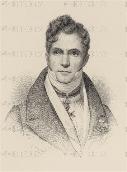 Portrait of the conductor and composer Gaspare Spontini (1774-1851). Creator: Massard, Léopold (1812-1889).