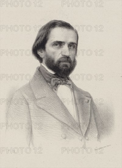 Portrait of the Composer Giuseppe Verdi (1813-1901), c. 1850. Creator: Anonymous.