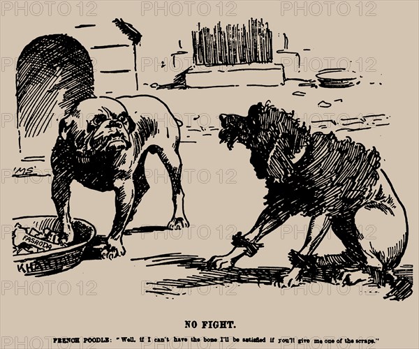No Fight. Cartoon on the Fashoda Incident, 1898. Creator: Staniforth, Joseph Morewood (1864-1921).