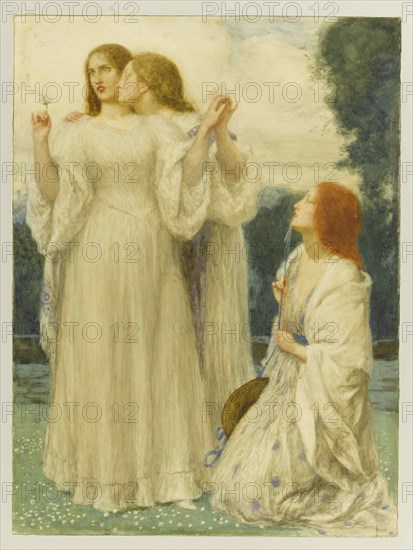 L'oracle: trois jeunes femmes dans un parc, 1897. Creator: Bell, Robert Anning (1863-1933).