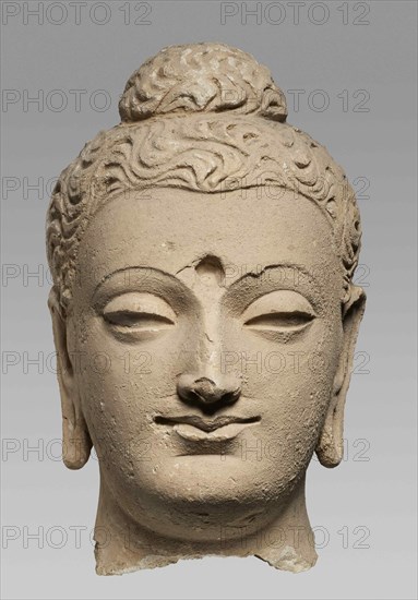 Buddha Head, 3rd-4th cent.. Creator: Central Asian Art.