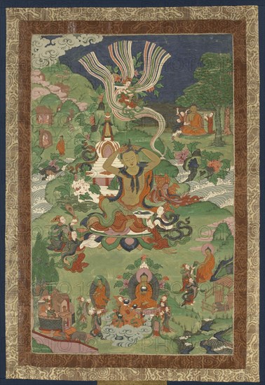 Thangka with Scenes from the Life of the Buddha, Second Half of the 19th cen.. Creator: Tibetan culture.
