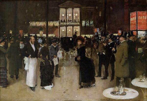 Le boulevard Montmartre, la nuit, devant le théâtre des Variétés, ca 1885. Creator: Béraud, Jean (1849-1936).