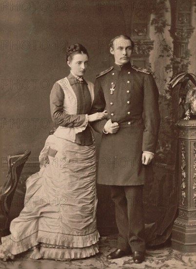 Grand Duchess Anastasia Mikhailovna of Russia and Grand Duke Frederick Francis III, 1878. Creator: Anonymous.