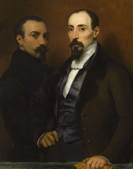 Self-Portrait with his son Achille, 1836. Creator: Devéria, Eugène (1805-1865).