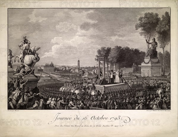 Journée du 16 octobre 1793 (The Execution of Marie Antoinette on October 16, 1793), c. 1795. Creator: Helman, Isidore Stanislas (1743-1806/9).